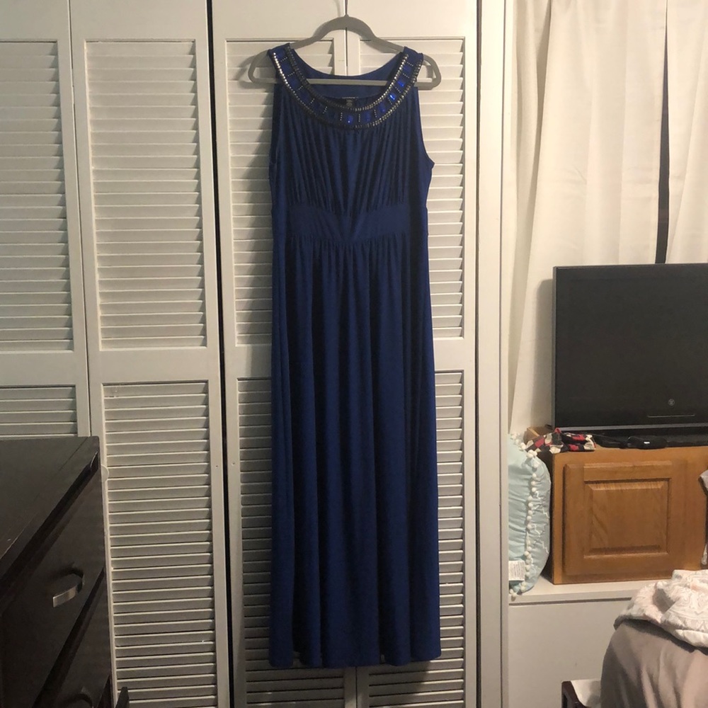 Blue Embellished Maxi Dress